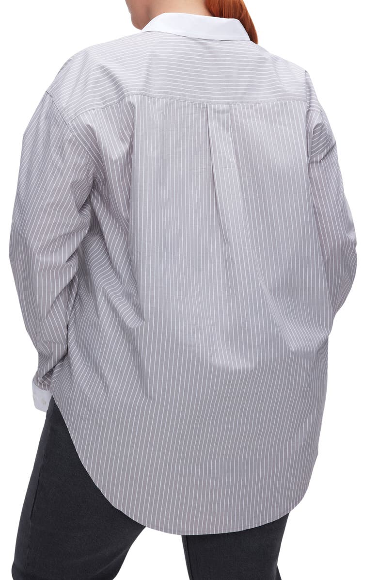 Good American Good Yarn Dye Cotton Poplin Button-Up Shirt, Alternate, color,