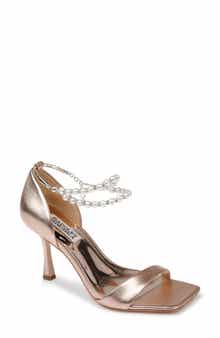 Badgley Mischka Collection Loretta Imitation Pearl Ankle Strap Sandal
