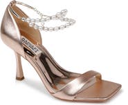 Badgley Mischka Collection Loretta Imitation Pearl Ankle Strap Sandal