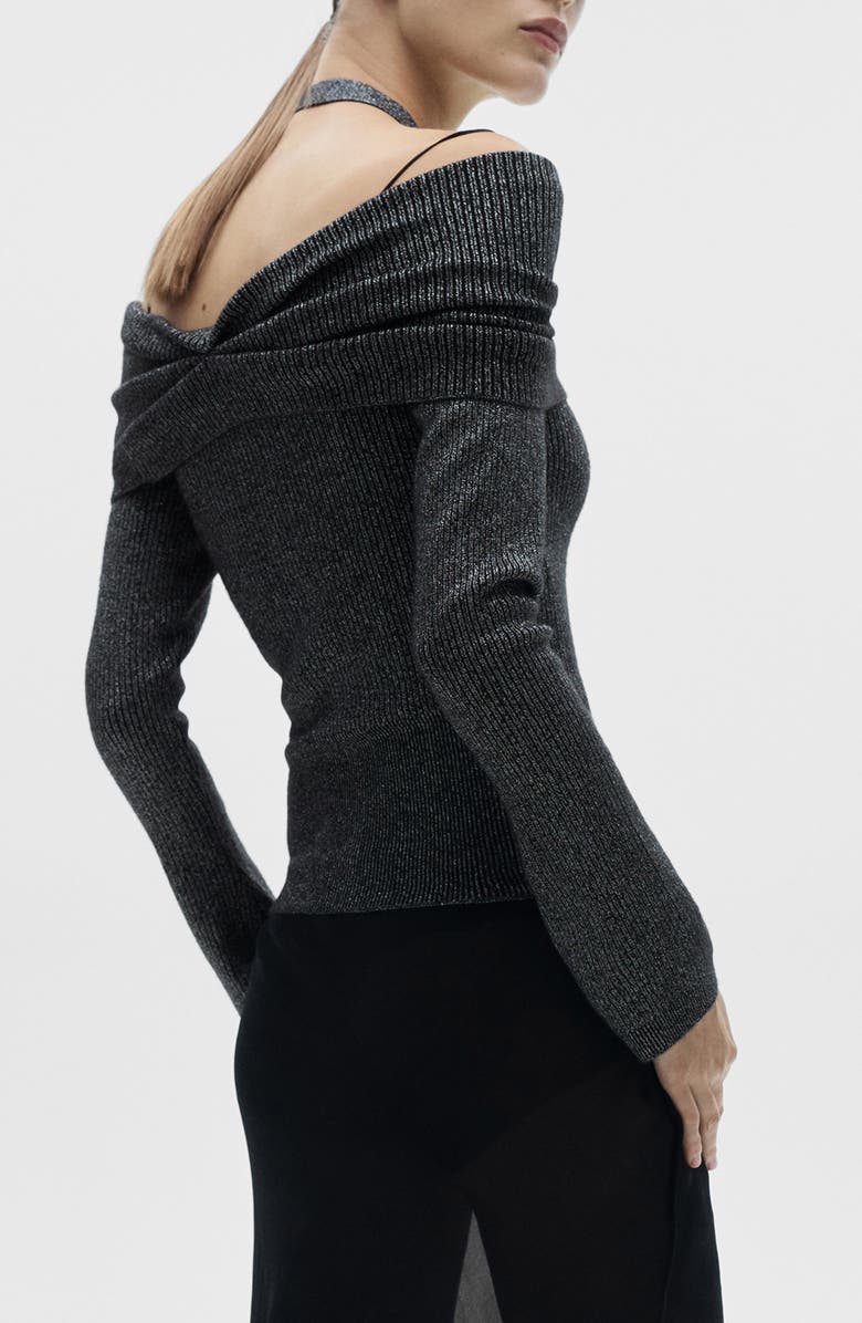Metallic Off the Shoulder Sweater