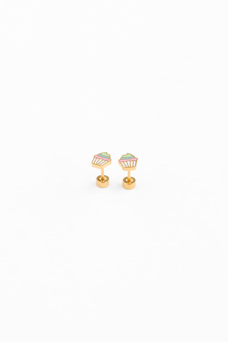 Rainbow Cupcake Stud Earring, Alternate, color, Multi