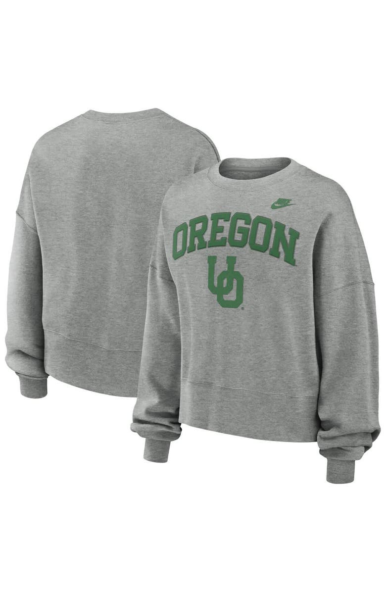 Nike Women's Nike Heather Gray Oregon Ducks Oversized Legacy Classic Pullover Sweatshirt, Alternate, color, 