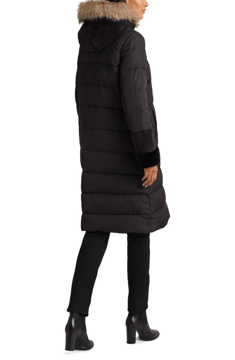 Lauren Ralph Lauren Faux Fur Trim Down & Feather Puffer Jacket, Alternate, color, 