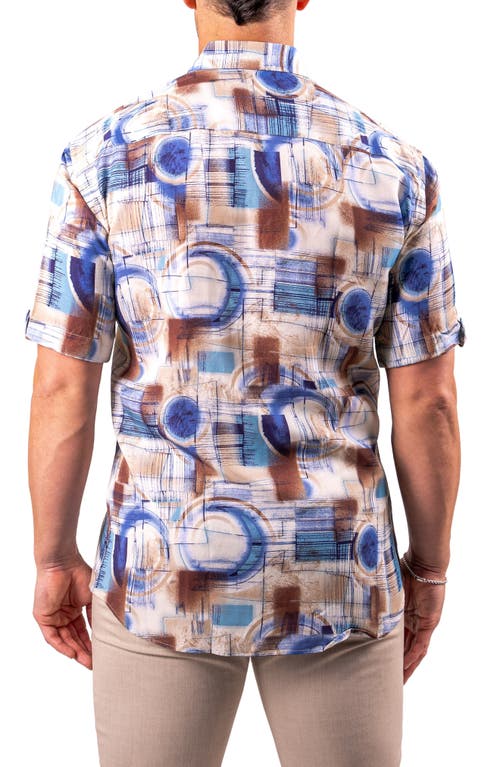 Maceoo Galileo Resistance Abstract Print Short Sleeve Button-up Shirt