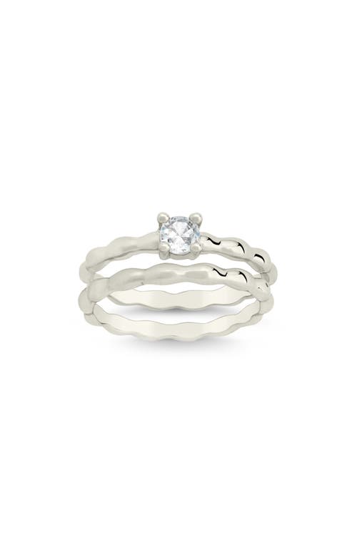 Sterling Forever Nicola Set Of 2 Cubic Zirconia Molten Band Rings In Silver
