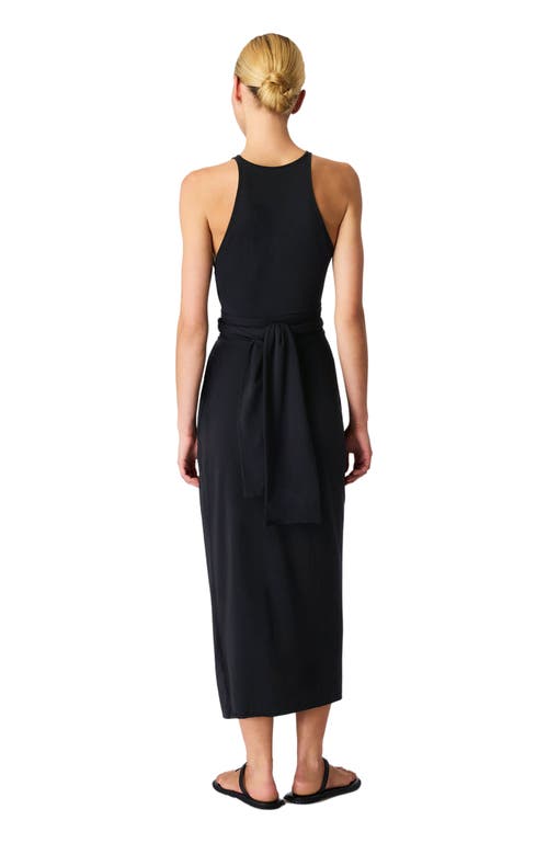 Another Tomorrow Sarong Tie Dress In Black