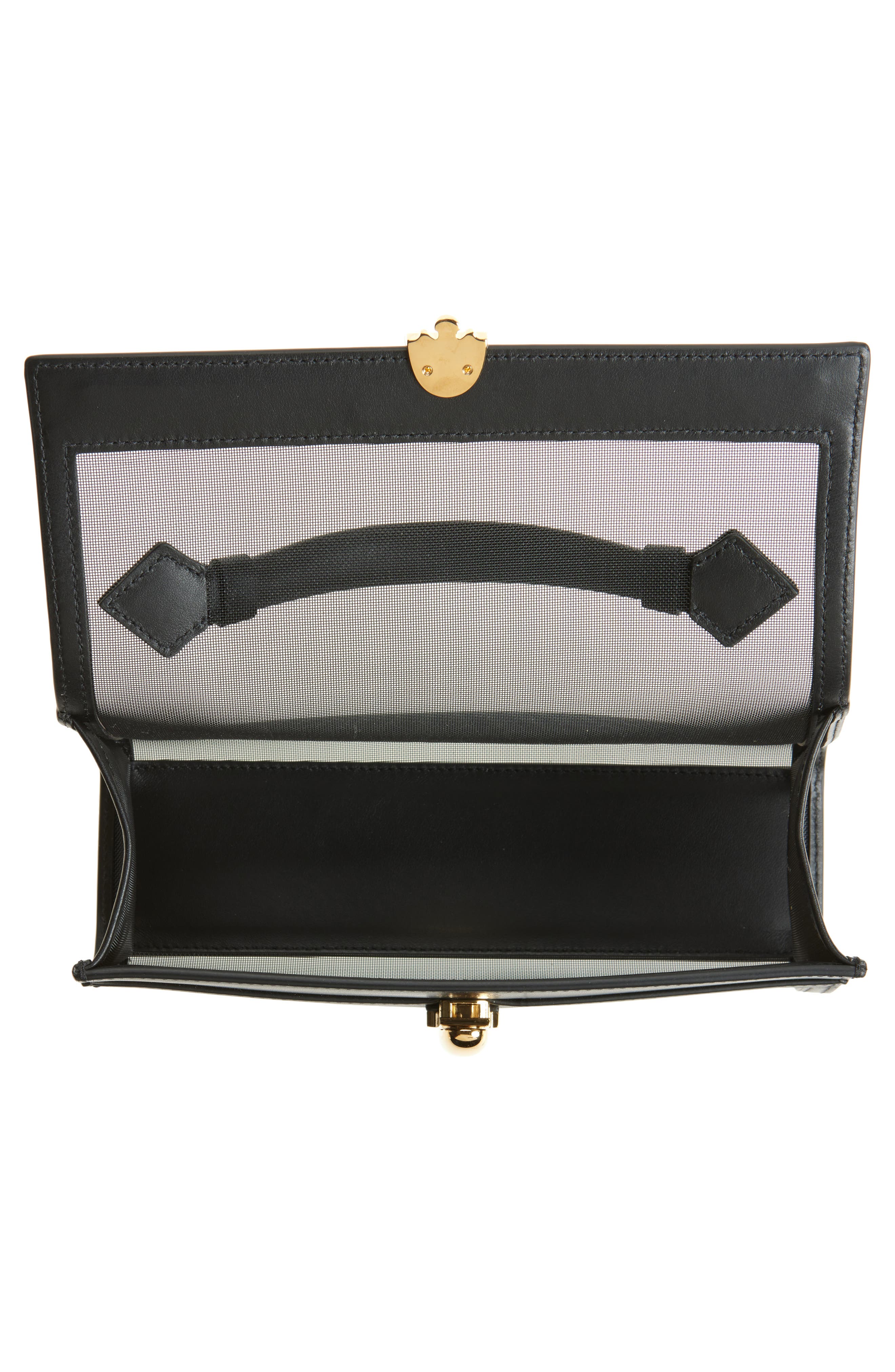 SAVETTE Symmetry Pochette Mesh & Leather Top Handle Bag, Alternate, color, 