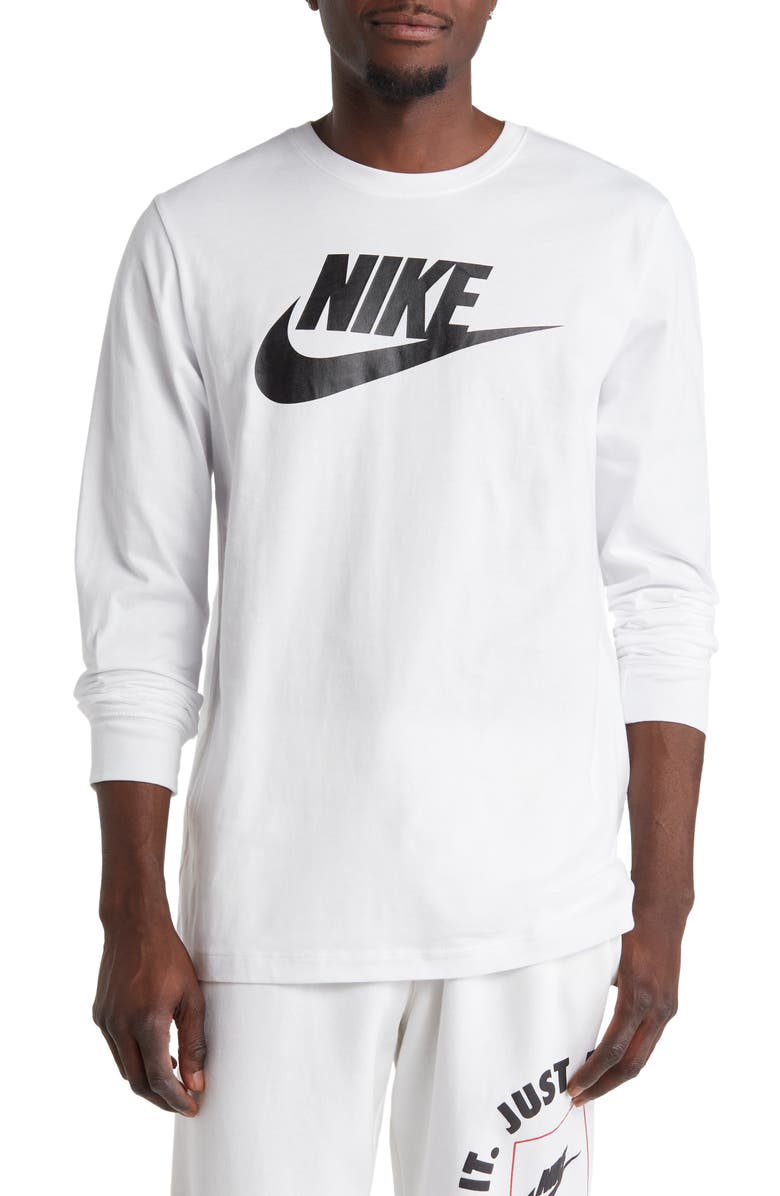 Nike Swoosh Long Sleeve T-Shirt, Main, color, White/Black