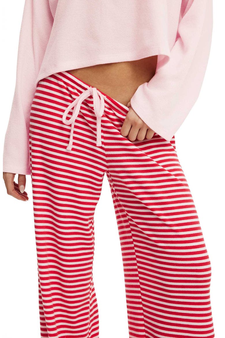 Women's Super Soft Waffle Wide Leg Pant, Alternate, color, Ellie Stripe Cheeky Cherry