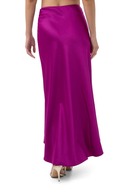 Trina Turk Aspen Satin Ruched Midi Skirt In Purple