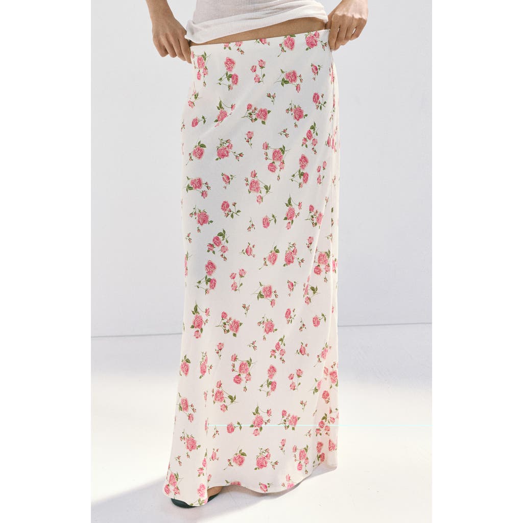 MANGO Floral Print Maxi Skirt in White at Nordstrom, Size Small