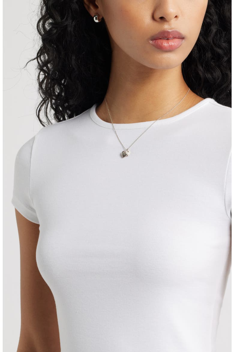 Stretch Cotton Blend Baby Tee, Alternate, color, WHITE