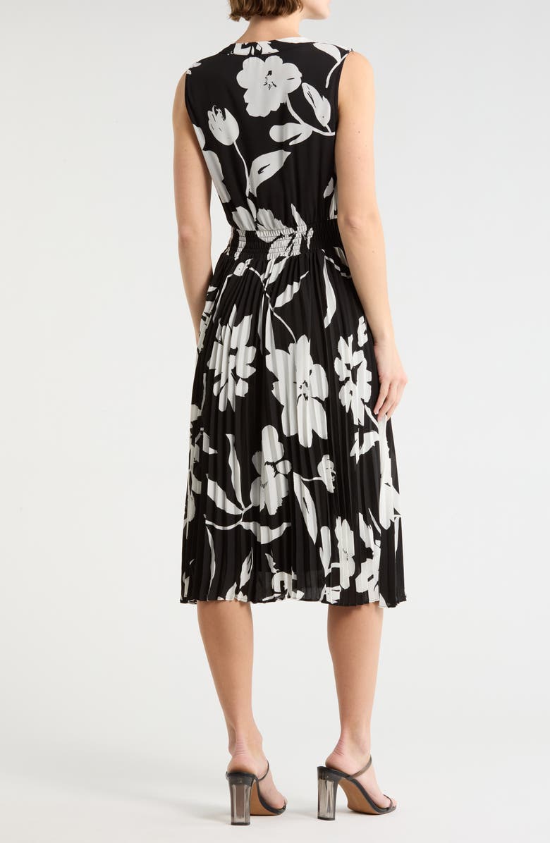 T Tahari Split Neck Sleeveless Midi Dress, Alternate, color, Graphic Garden Print