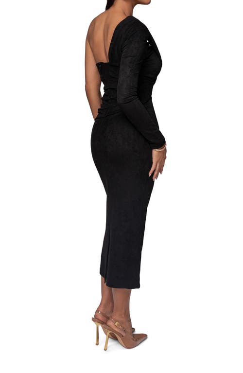 Jluxlabel Dayanna Single Long Sleeve Faux Suede Midi Dress