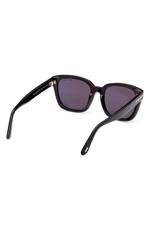 Tom Ford Haylay Acetate Rectangle Sunglasses In Shiny Black Eco/smoke Lenses