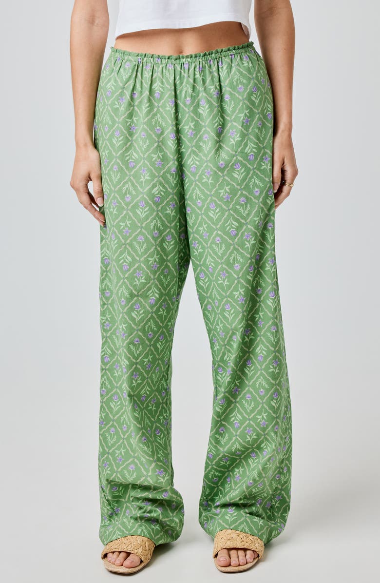 Florence by Mills Lace Trim Wide Leg Cotton Pants, Main, color, Palm Beach Floral