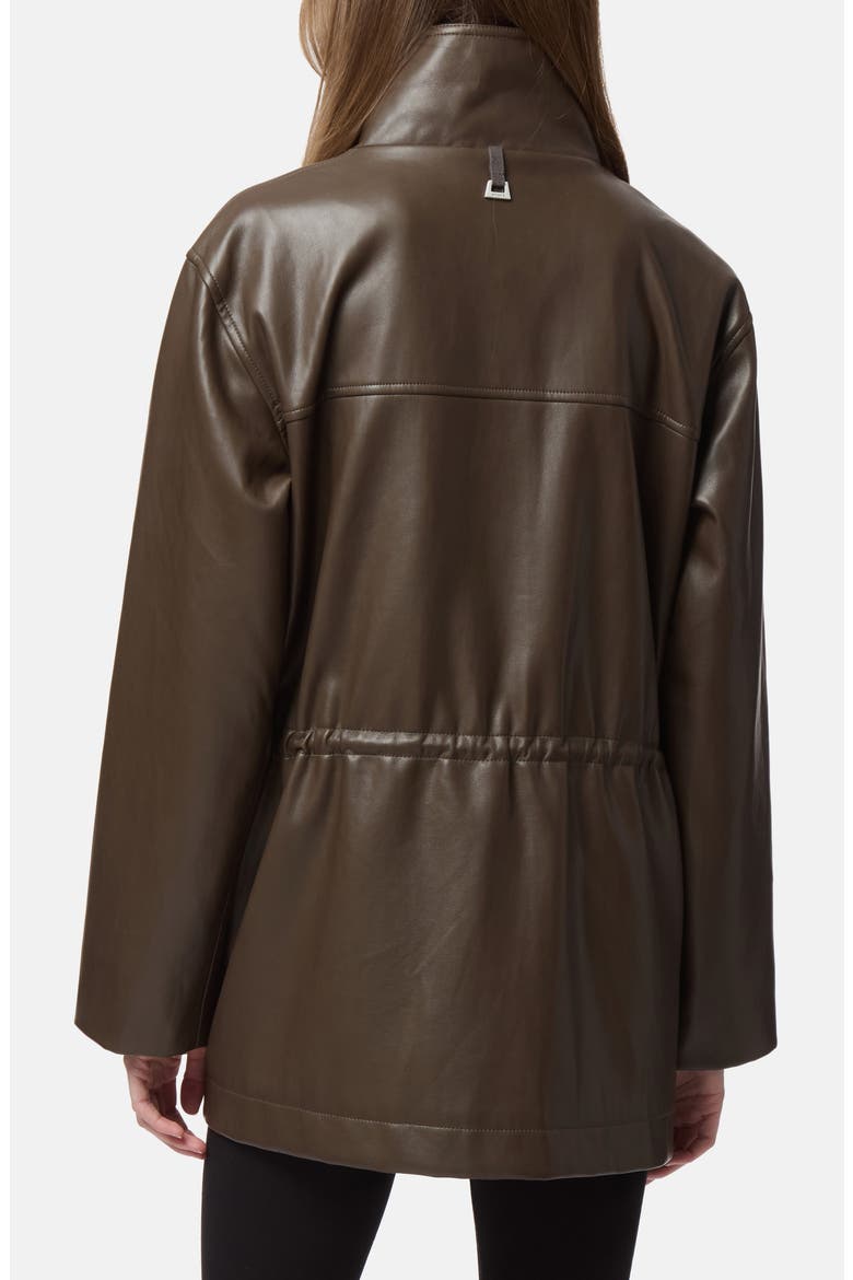 Edie Faux Leather Parka, Alternate, color, DEEP BROWN