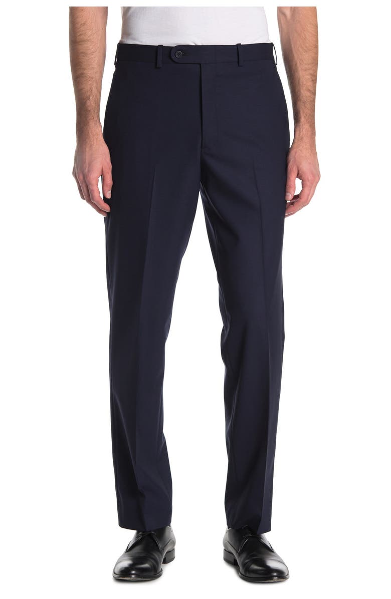 JB Britches Wool Blend Flat Front Trousers, Main, color, Navy