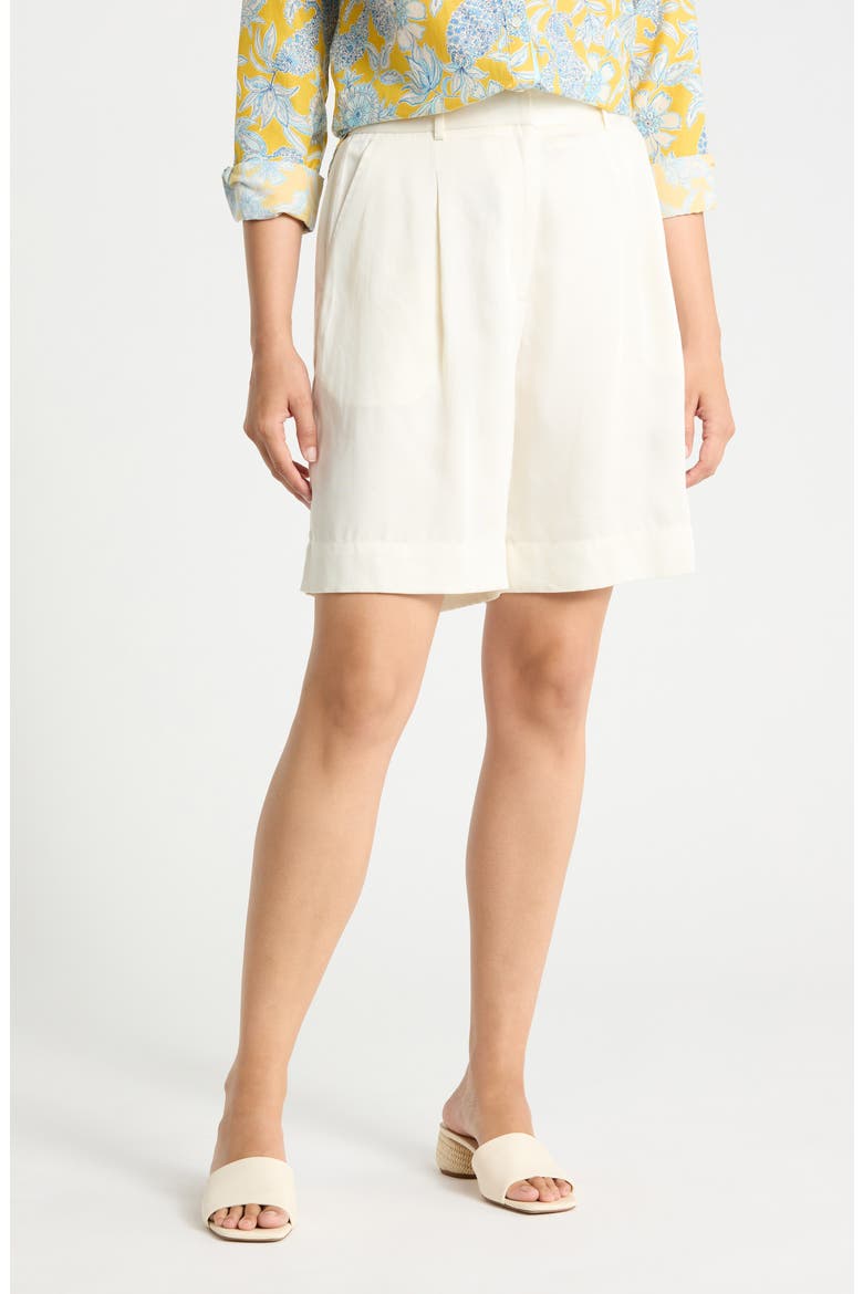 Cove High Waist Pleated Shorts, Main, color, IVORY