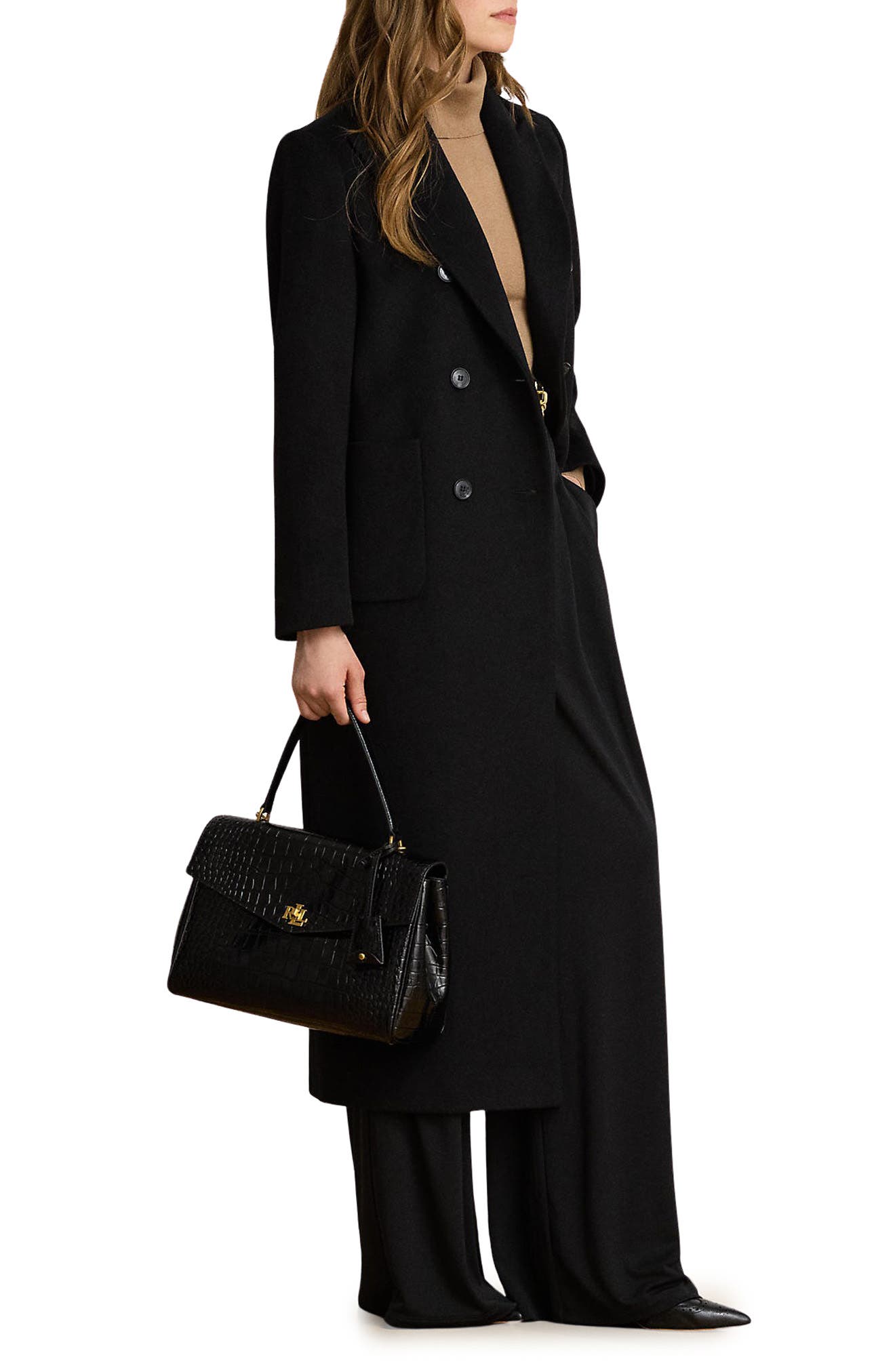 Женские куртки Lauren Ralph Lauren Double Breasted Longline Wool Blend Coat — фото 3