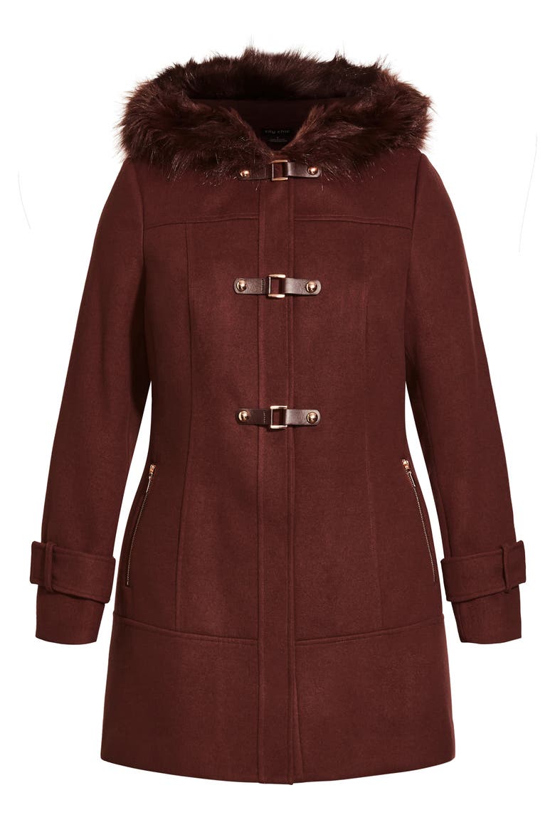 Wonderwall Coat with Faux Fur Collar, Alternate, color, CHOCOLATE