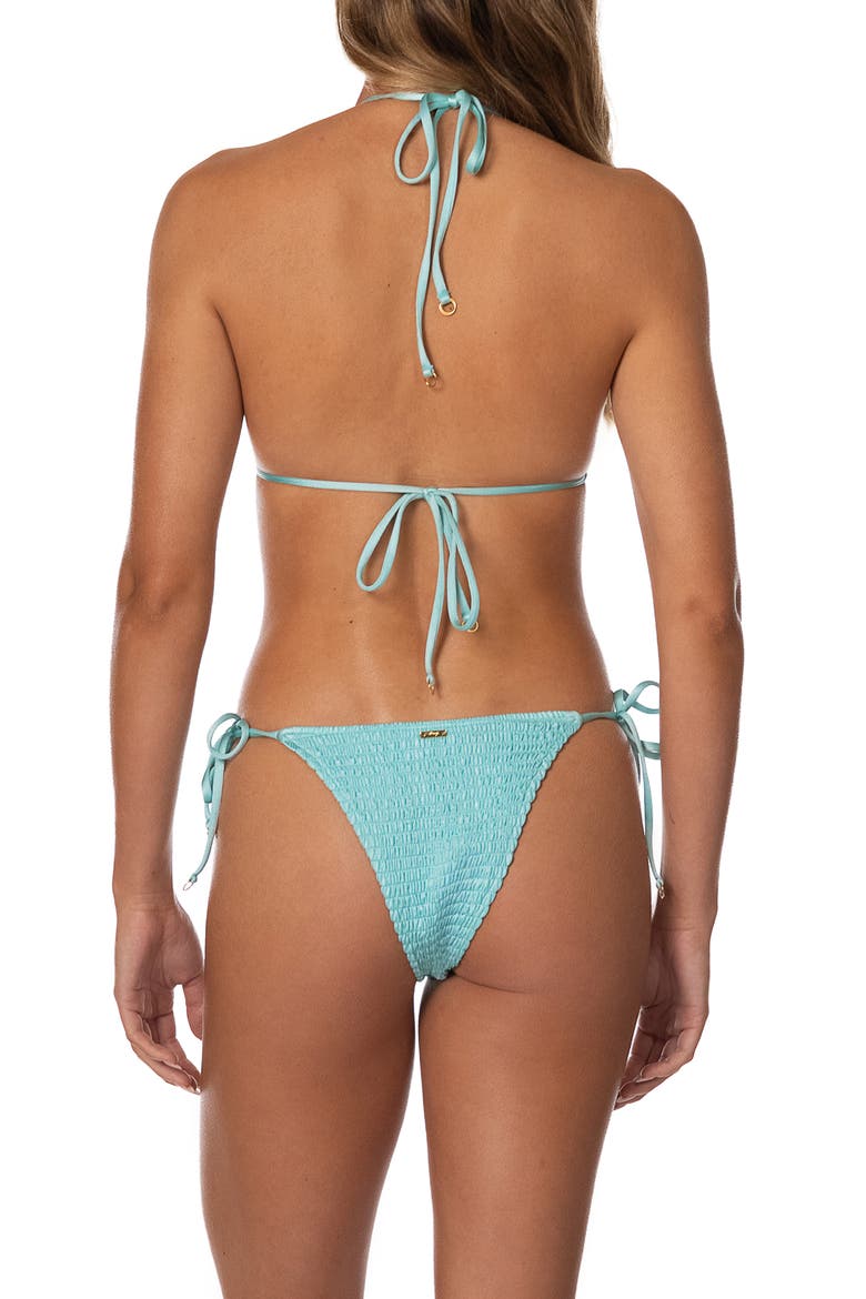 Indigo Veil Sunflash Smocked Side Tie Bikini Bottoms, Alternate, color, LIGHT PASTEL BLUE