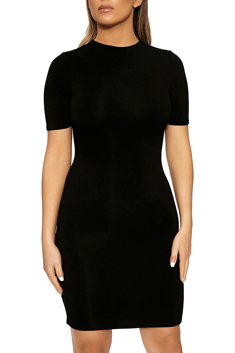 T-Shirt Minidress, Alternate, color, BLACK