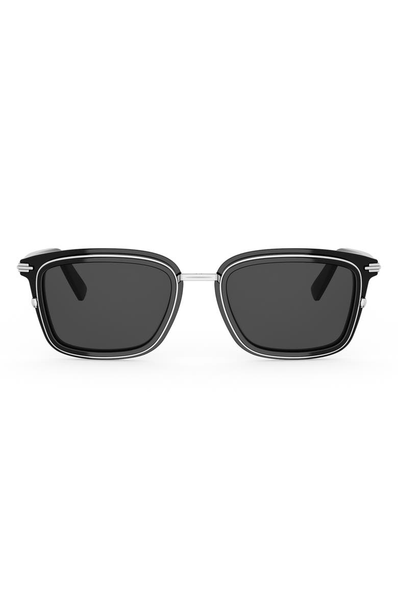 DIOR Blacksuit S18U 53mm Square Sunglasses, Main, color, Shiny Black / Smoke