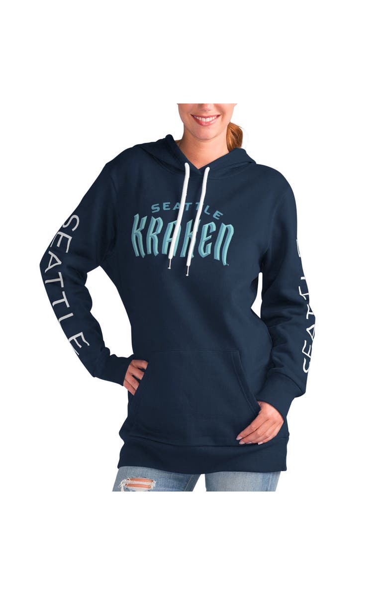 G-III 4HER BY CARL BANKS Women's G-III 4Her by Carl Banks Deep Sea Blue Seattle Kraken Overtime Pullover Hoodie, Main, color, Navy