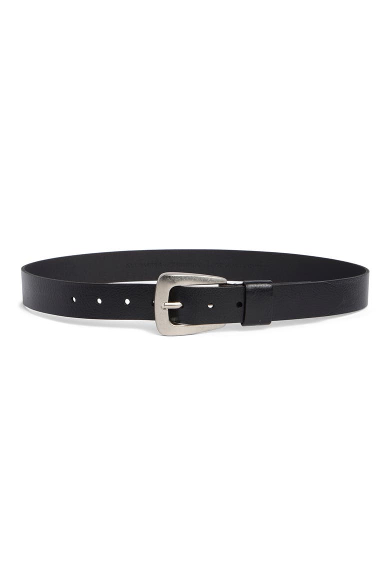 Casual Leather Belt, Main, color, BLACK