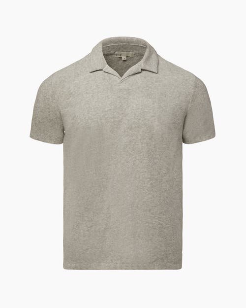 Onia TOWEL TERRY JOHNNY COLLAR POLO in Heather Grey 