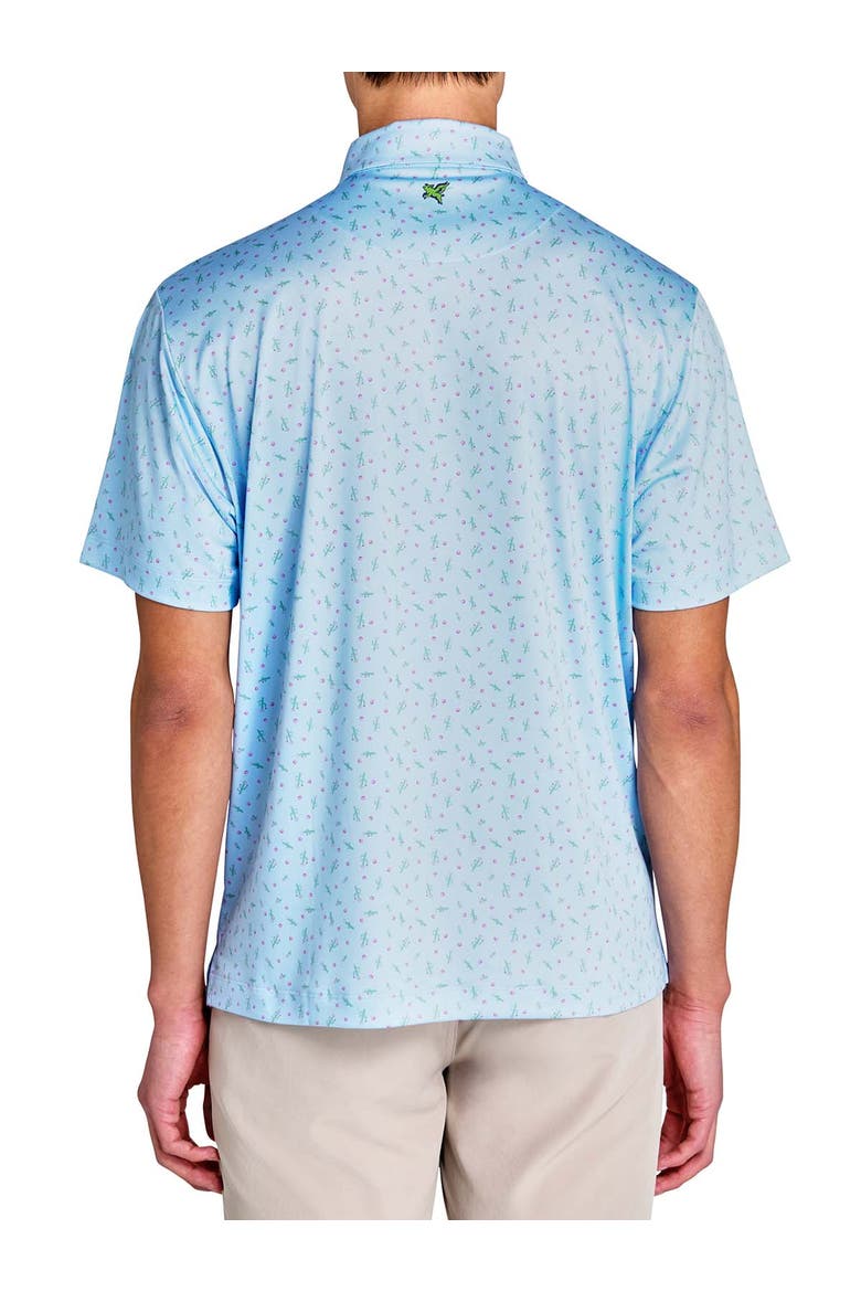 Regular Fit Scattered Golf Ball & Cactus Recycled Performance Golf Polo, Alternate, color, LT BLUE