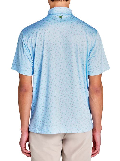 Construct Scattered Golf Ball & Cactus Polo In Lt Blue