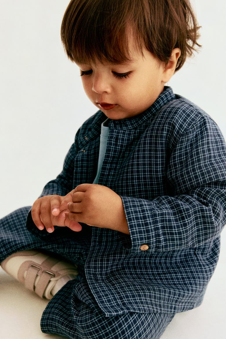 2-piece Cotton Set, Alternate, color, Navy blue/checked