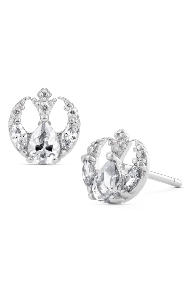 Girls Crew Star Wars<sup
™</sup
 Rebel Alliance Insignia Cubic Zirconia Stud Earrings, Main, color, Silver