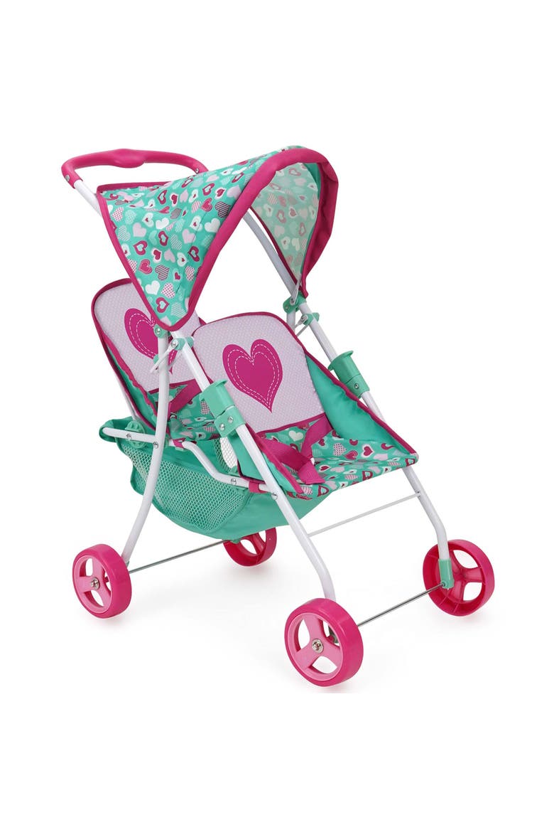 Tandem Twin Doll Heart Stroller, Main, color, Multicolored