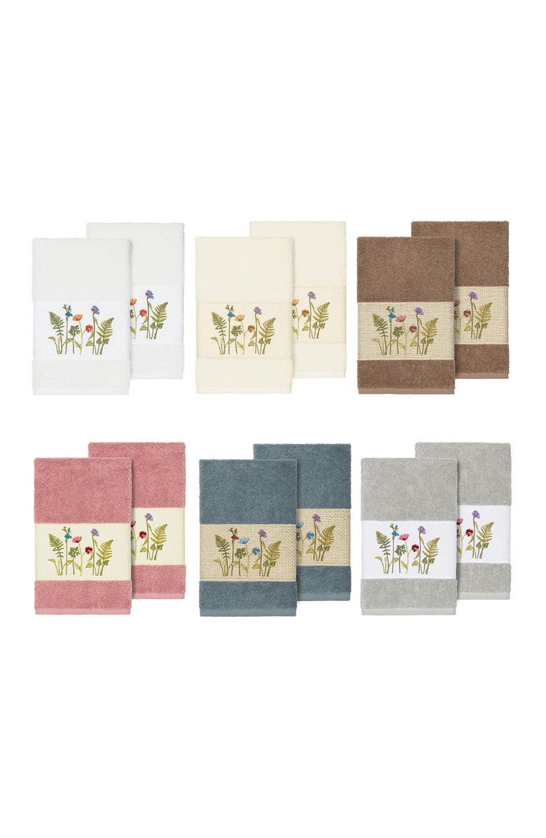 Linum Home Textiles Serenity Embellished Hand Towel - Set of 2 - Teal, Alternate, color, Teal