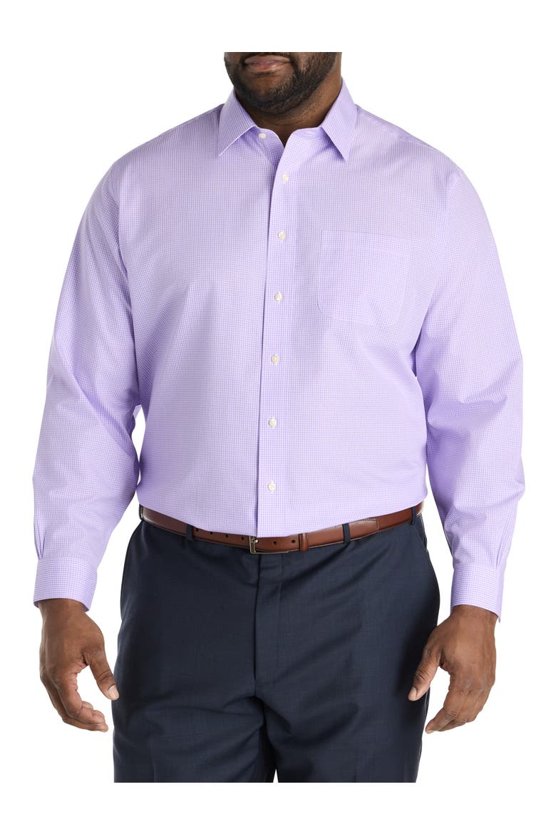 Big & Tall Non-Iron Micro Check Dress Shirt, Alternate, color, PURPLE