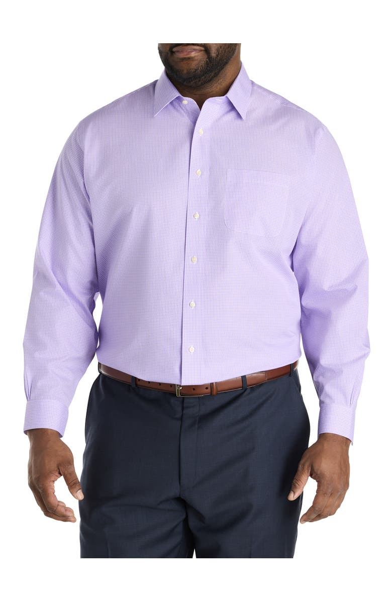 Brooks Brothers Big & Tall Non-Iron Micro Check Dress Shirt, Alternate, color, Purple