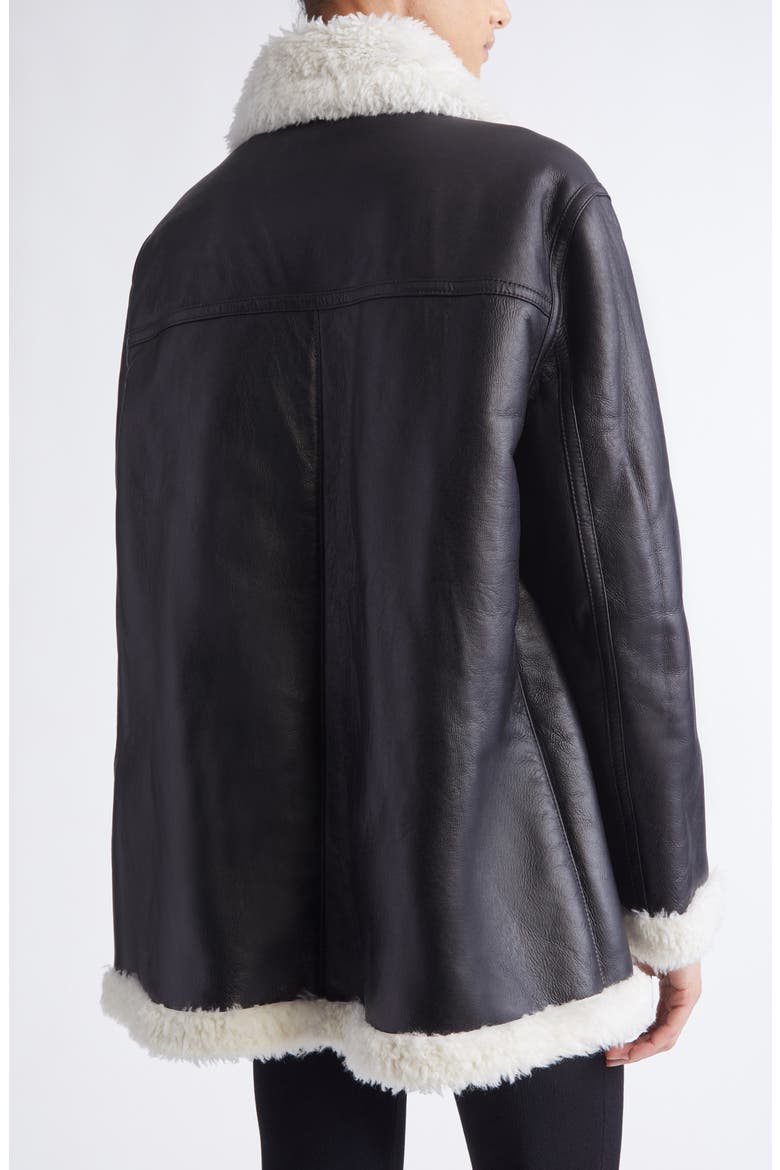 Shaeffer Leather & Genuine Shearling Aviator Jacket, Alternate, color, BLACK