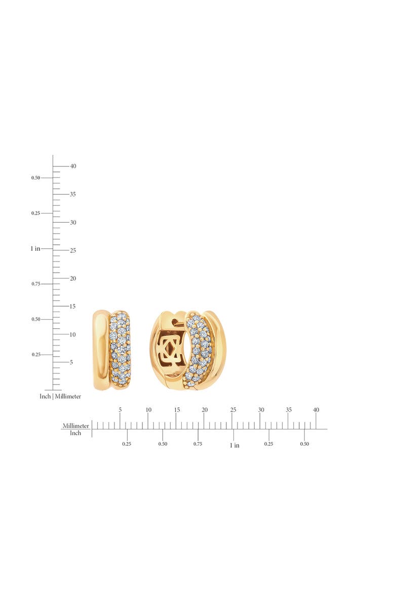 Crislu Pavé Double Huggie Hoop Earrings, Alternate, color, 18Kyg/ Clear Stone