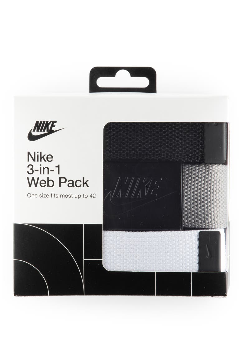 Set of 3 Webbed Belts, Alternate, color, BLACK/ WHITE/ GREY