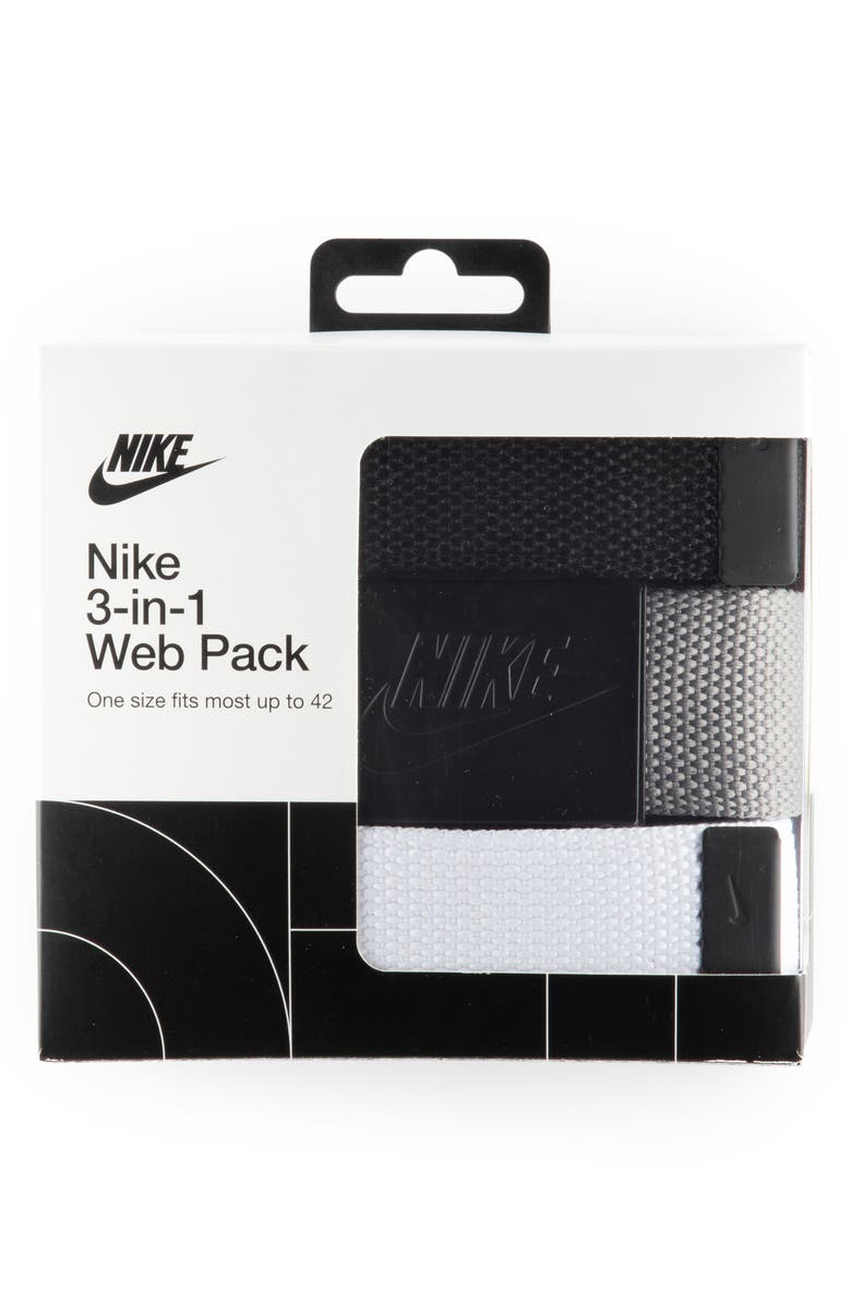 Nike Set of 3 Webbed Belts, Alternate, color, Black/ White/ Grey