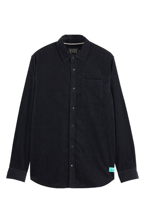 Scotch & Soda Regular Fit Cotton Corduroy Button-up Shirt In Blue