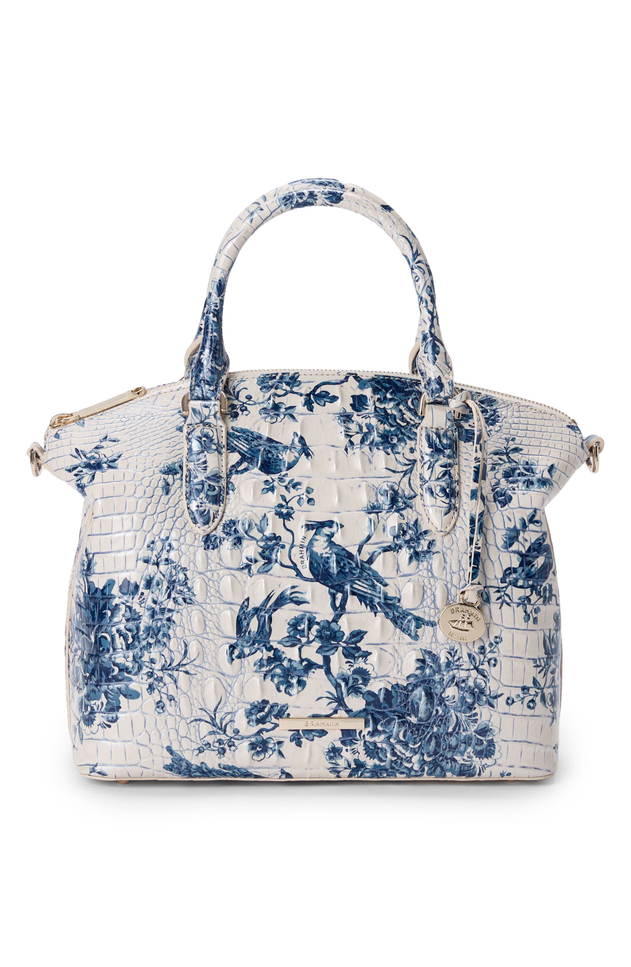 Brahmin Duxbury Croc Embossed Leather Satchel, Alternate, color, 