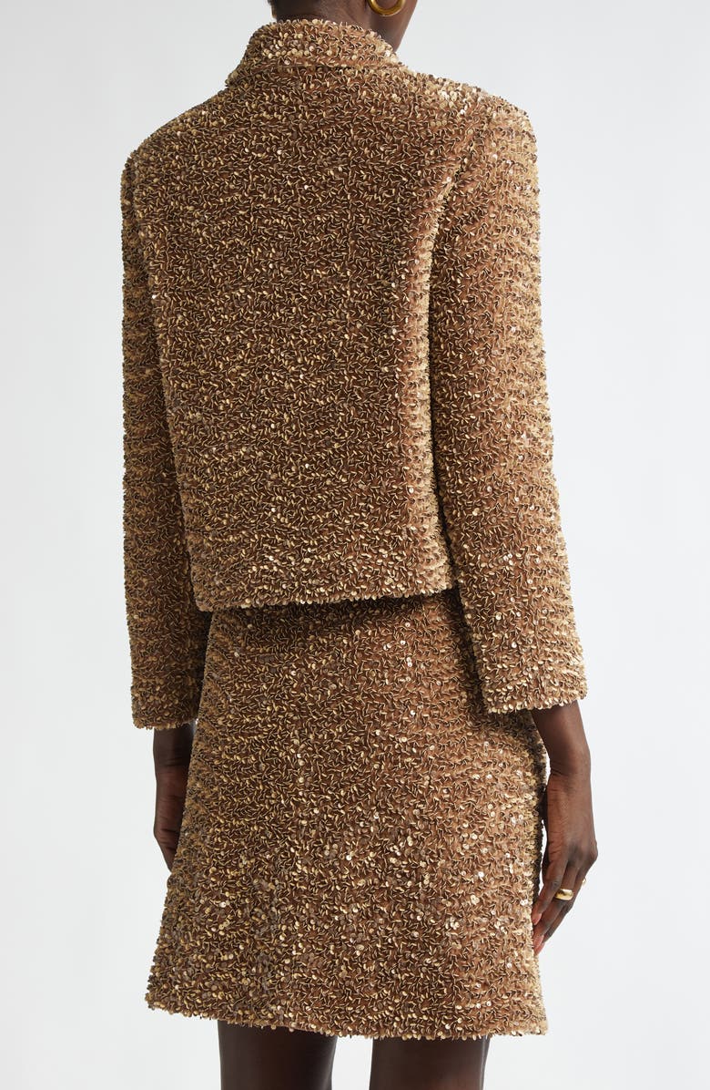 ST. JOHN Paillette Embroidered Velvet Crop Jacket, Alternate, color,