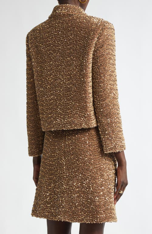 St John St. John Collection Paillette Embroidered Velvet Crop Jacket In Cafe Au Lait