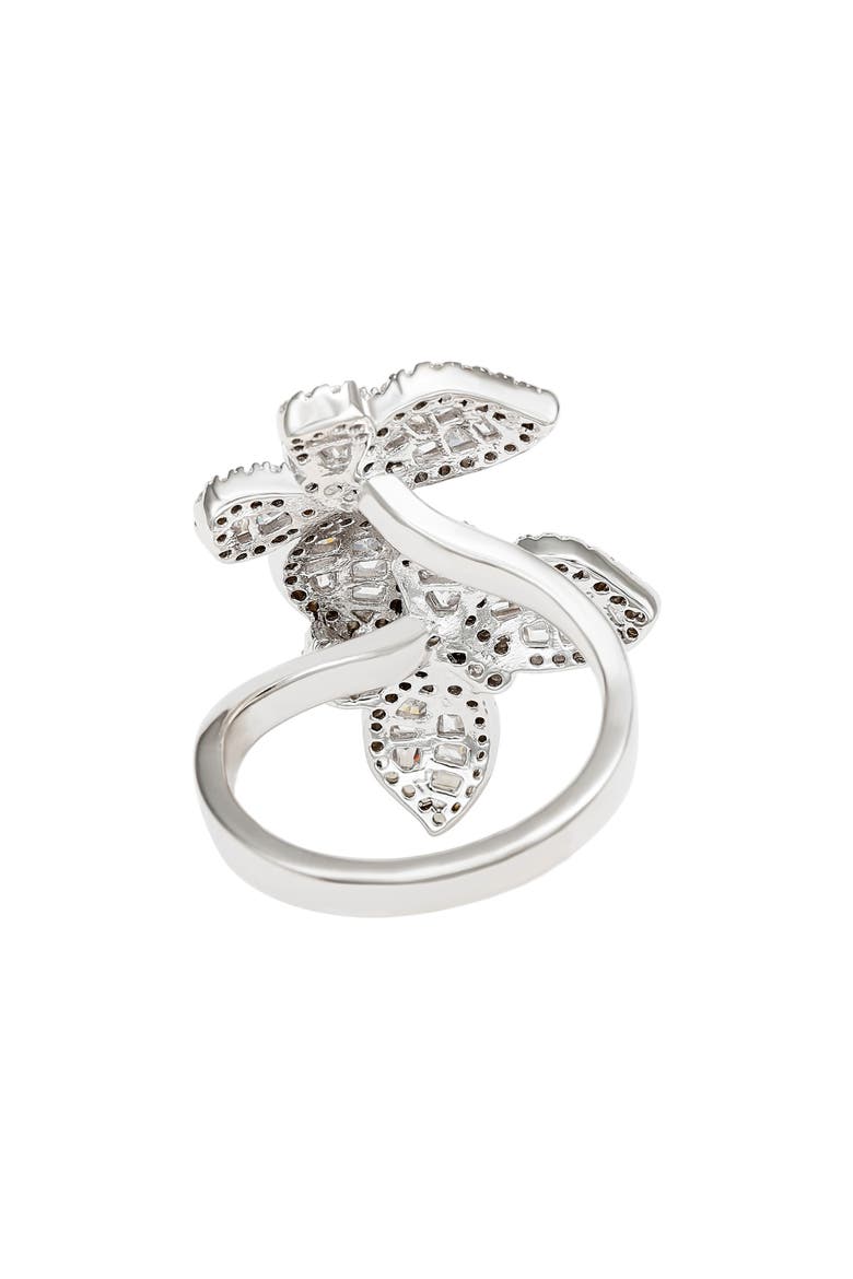 Sterling Silver CZ Double Butterfly Ring, Alternate, color, WHITE