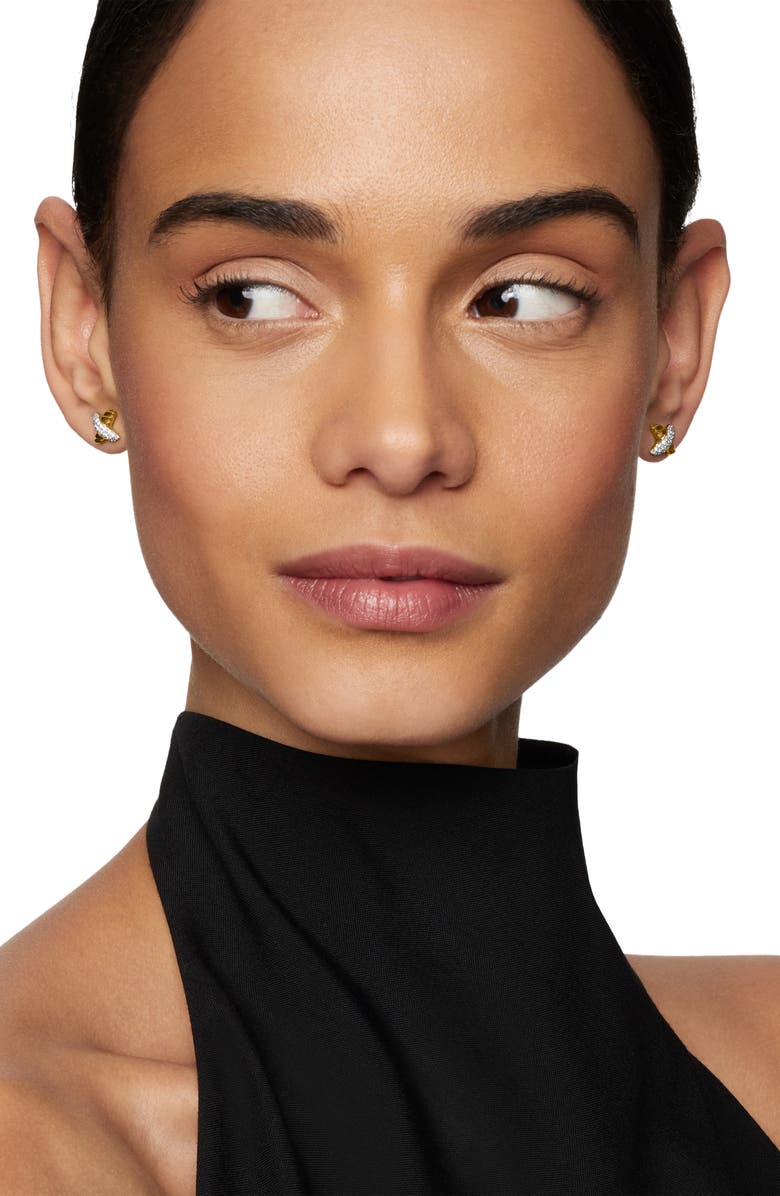 David Yurman X Petite Earrings with Diamonds and Gold, Alternate, color, Diamond