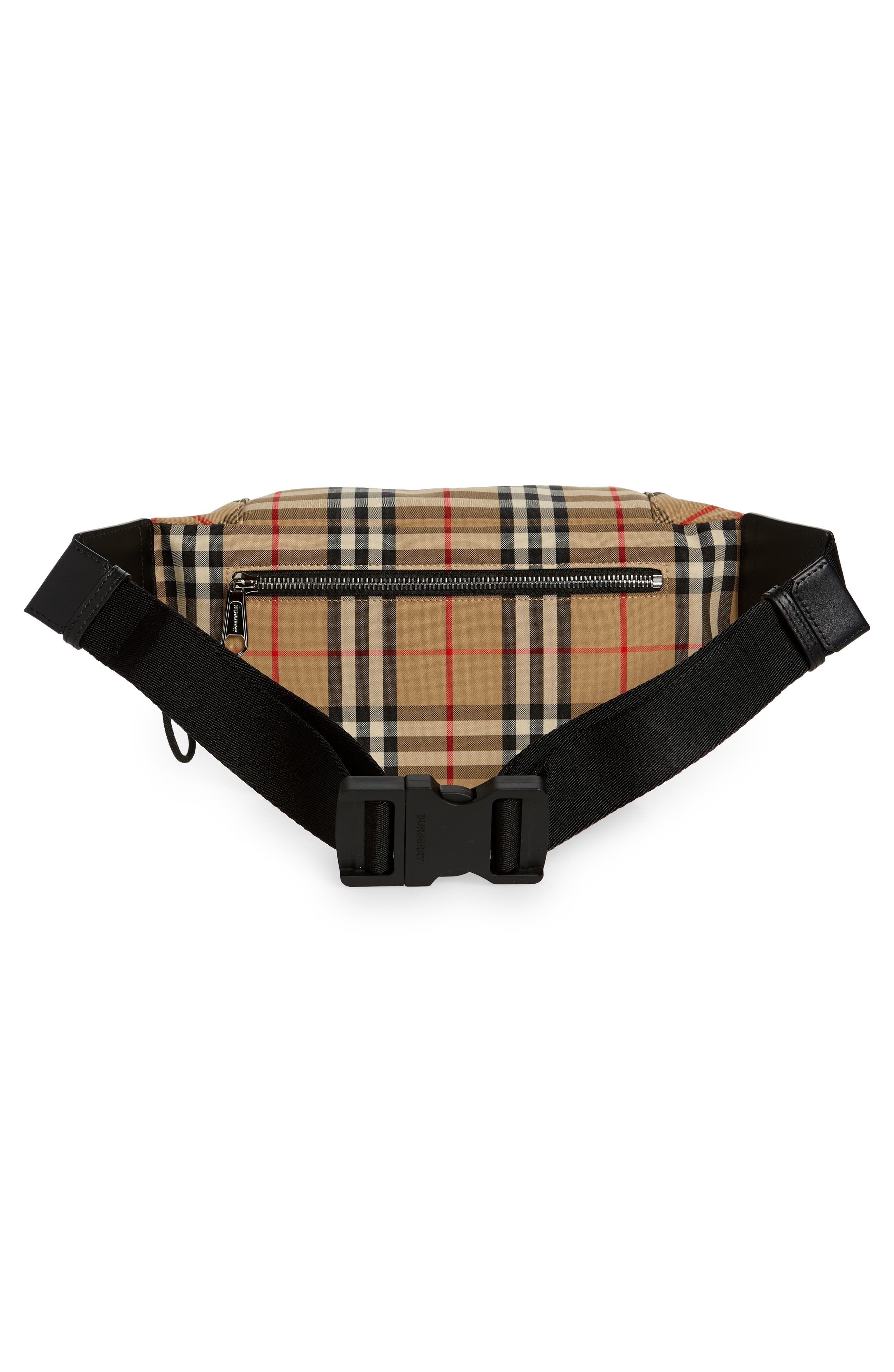 Burberry Medium Sonny Check Canvas Belt Bag, Alternate, color, 